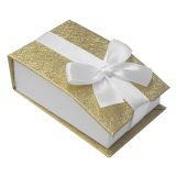 Gold and White Magnetic Ribbon Jewelry Pendant Boxes