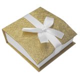Gold and White Magnetic Ribbon Jewelry Pendant Boxes