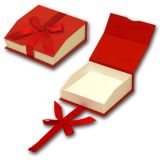 Red and White Magnetic Ribbon Large Jewelry Pendant Gift Boxes