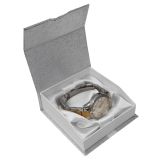 Silver and White Magnetic Ribbon Jewelry Watch or Bangle Boxes