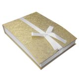 Gold and White Magnetic Ribbon Jewelry Necklace Gift Boxes