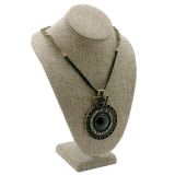 Brown Burlap Jewelry Necklace Display Bust, 11