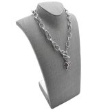 Grey Linen Curved Tall Necklace Display