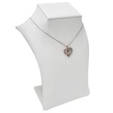 White Leatherette Squared Neck Form Jewelry Necklace Display, 7-1/4