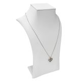 White Leatherette Square Neck Form Jewelry Necklace Display Bust, 10-1/2