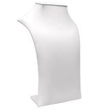 White Leatherette Square Neck Form Jewelry Necklace Display Bust, 10-1/2