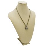 Beige Linen Jewelry Necklace Bust, Neck Form Display, 14-1/2