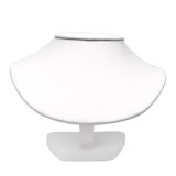 White Leatherette Short Jewelry Necklace Bust, 4-3/4
