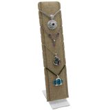 Brown Burlap Adjustable Jewelry Pendant Display Stand, Holds 9 Pendants