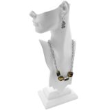 Tall White Poly Jewelry Earring and Necklace Display Mannequin