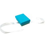 Aqua Striped with White Ribbon Jewelry Pendant / Earring and Ring Combo Boxes