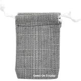 Grey Linen Large Gift Pouches with Drawstring, 3