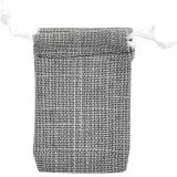 Linen Drawstring Pouch | Grey Pouch | Gems on Display