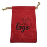 Red Burlap Drawstring Gift Pouches, 12 Per Pack