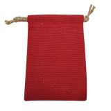 Red Burlap Pouch | Jewelry Drawstring Pouch | Gems on Display