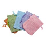 Assorted Color Burlap Drawstring Gift Pouches, 3