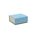 Light Blue Burlap & Faux Wood Jewelry Packaging Combination Box