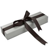 Steel Grey Leatherette Jewelry Bracelet Boxes, with Brown Ribbon