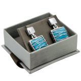Steel Grey Leatherette Jewelry Earring Boxes, with Brown Ribbon