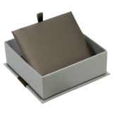 Steel Grey Leatherette Jewelry Earring / Pendant Boxes, with Brown Ribbon