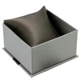 Steel Grey Leatherette Jewelry Bracelet / Watch Pillow Boxes, with Brown Ribbon