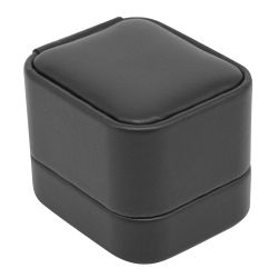Black Rounded Corner Leatherette Ring Box