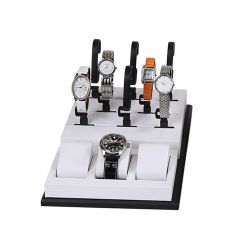 11 Watch Black and White Leatherette Versatile Watch Display Set