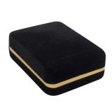 Black Velvet Jewelry Earring and Pendant Boxes with Gold Trim