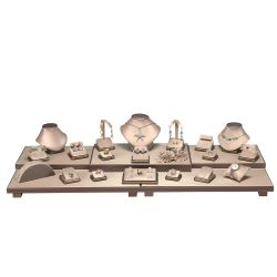 Gold Champagne Faux Leatherette 26-Piece Display Set SET35-R63 | Gems On Display