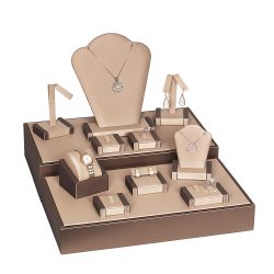 Traveling Display Gold Champagne Faux Leatherette 35-Piece Set