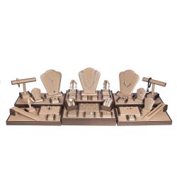 Traveling Display Gold Champagne Faux Leatherette 35-Piece Set