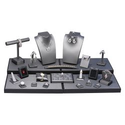 24-Piece Steel Grey & Black Jewelry Display Set