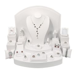 28-Piece White Leatherette Jewelry Showroom Display Set