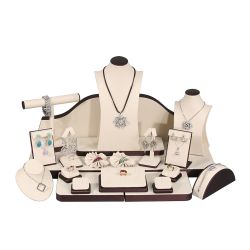 Beige & Brown Leatherette Jewelry Display Set | Gems on Display