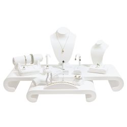 17-Piece Jewelry Display Set Stands - White Leatherette