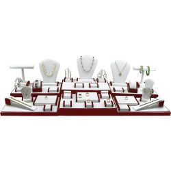35-Piece Red & White Jewelry Showroom Display Set | Gems On Display