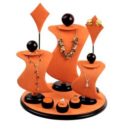 9-Piece Orange & Black Display Set For Jewelry