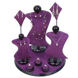 9-Piece Purple & Black Jewelry Showcase Display Set
