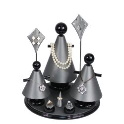 9-Piece Steel Grey & Black Jewelry Display Set