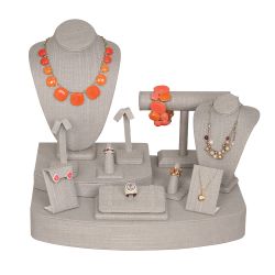 12 Piece Grey Linen Jewelry Display Set  | Gems on Display