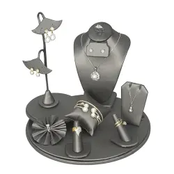 9-Piece Steel Grey Jewelry Display Set - Gems on Display