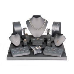 19-Piece Steel Grey with Black Trim Jewelry Display Set