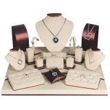 19-Piece Beige & Brown Leatherette Jewelry Display Set
