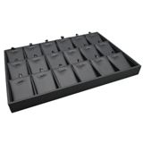 18 Compartment Black Leatherette Jewelry Pendant Display Tray