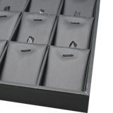 18 Compartment Black Leatherette Jewelry Pendant Display Tray