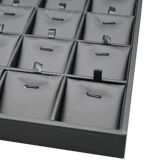 24 Compartment Black Leatherette Jewelry Pendant Display Tray