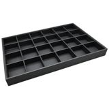 24 Compartment Black Leatherette Jewelry Showcase Display Tray