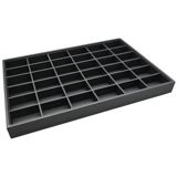 36 Compartment Black Leatherette Jewelry Showcase Display Tray