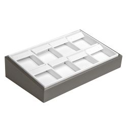 Steel Grey Leatherette 8 Compartment Jewelry Earring Display Tray | Gems On Display