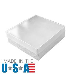 Swirl White Clear Lid Cotton Filled Boxes - Bulk
